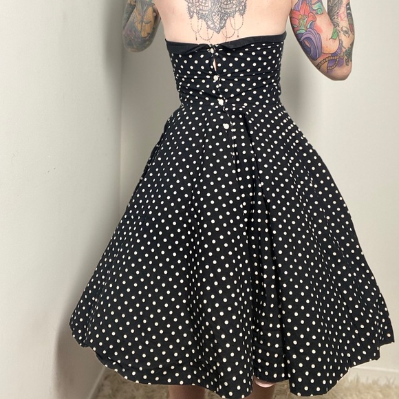 Polka dot full circle skirt / pockets - Picture 3 of 4